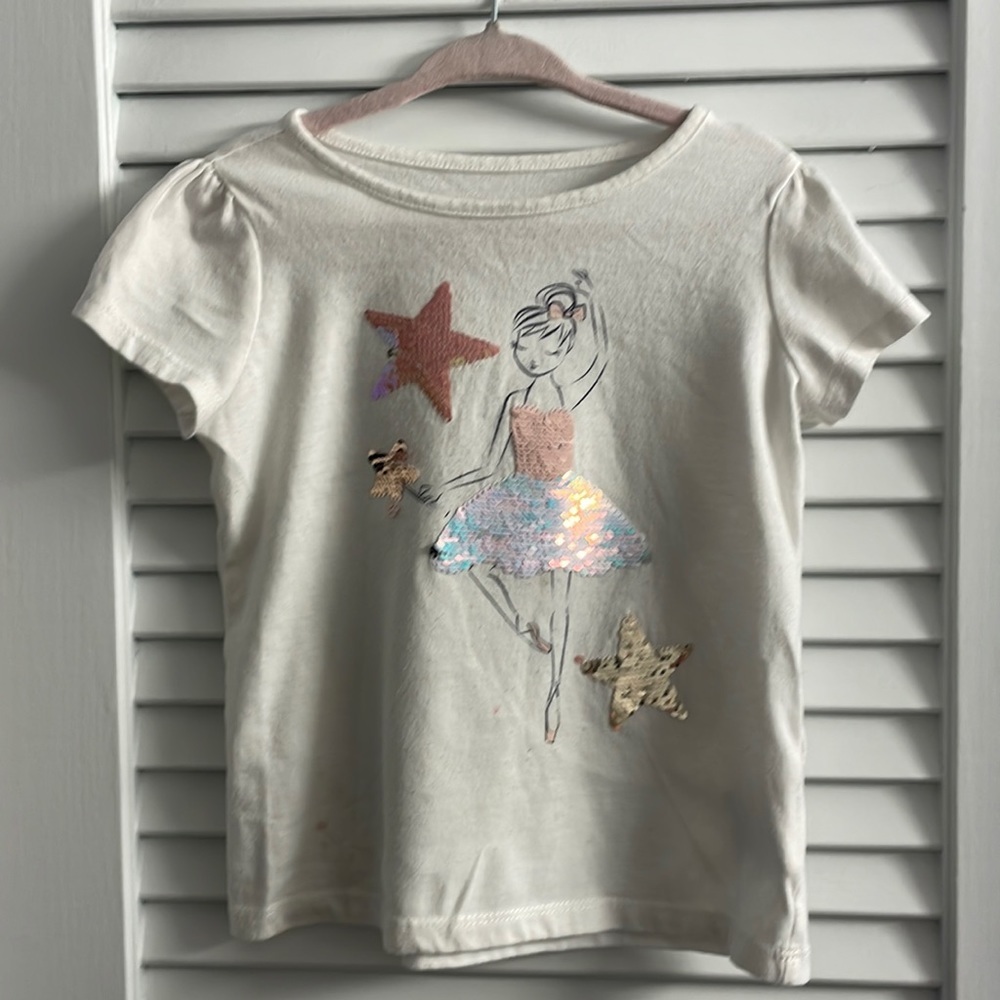 Epic Threads Adorable Two Way Sequin Ballerina & Star Tee Shirt Size 4T